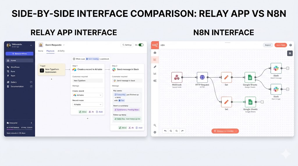 Relay app vs n8n interface