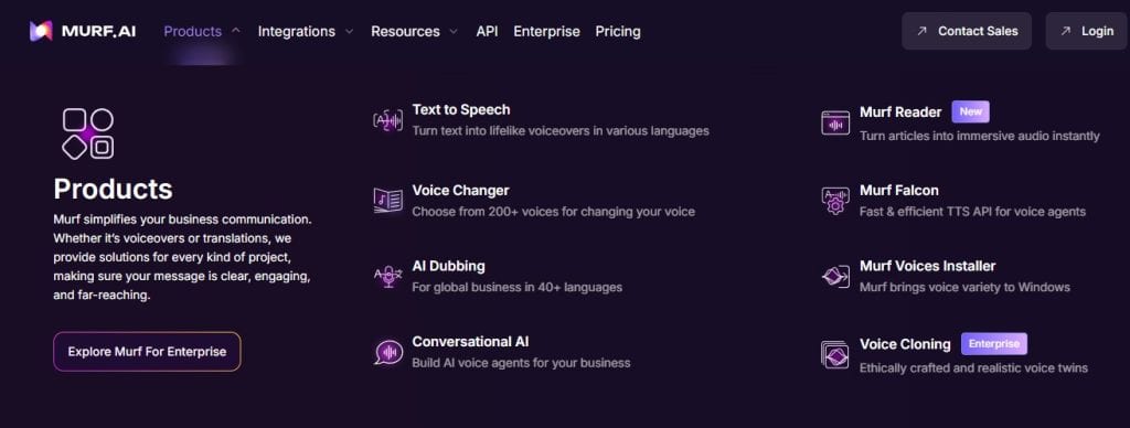 Murf AI voice library